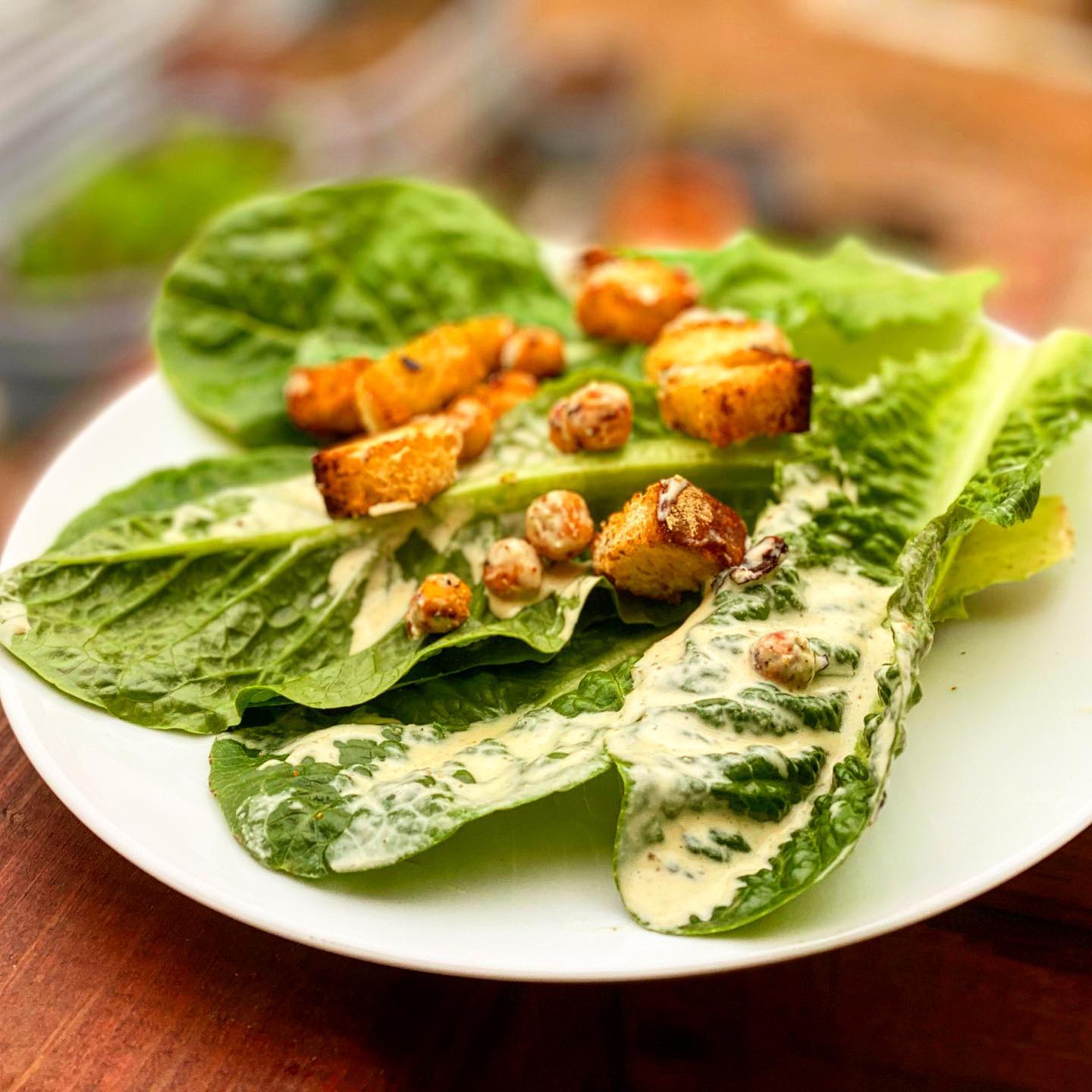 Featured image for “Caesar Salad with Capers and Crispy Chickpea Croutons”